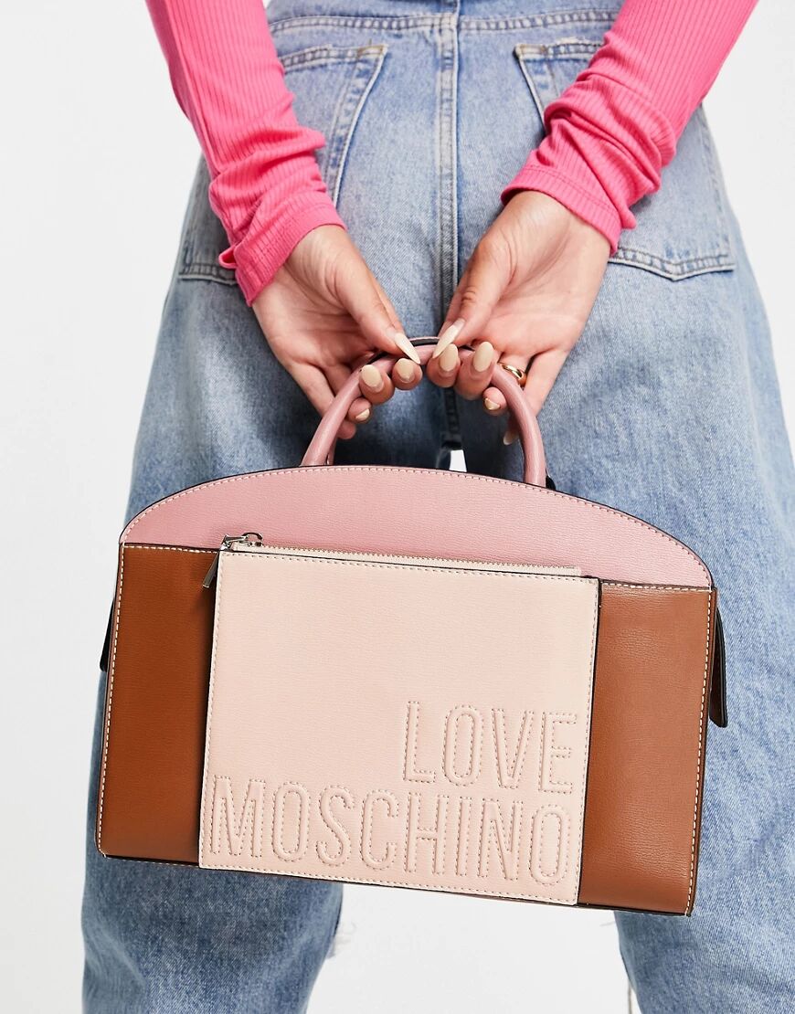 Love Moschino top handle tote bag in pink  Pink
