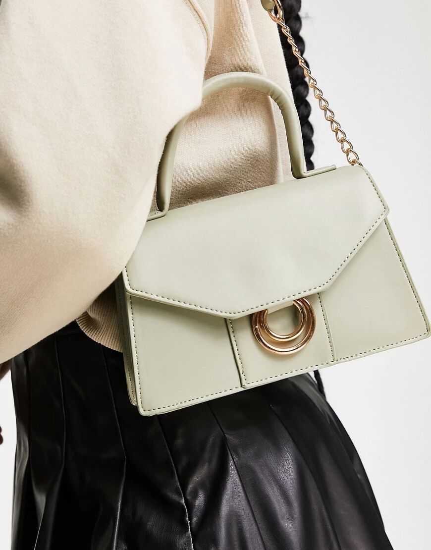 New Look hardware top handle bag in light green  Green