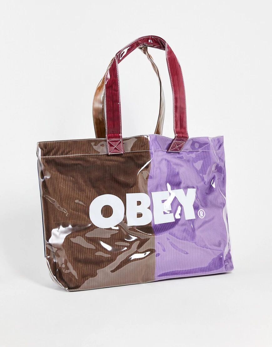 Obey cord see through tote bag in multi  Multi