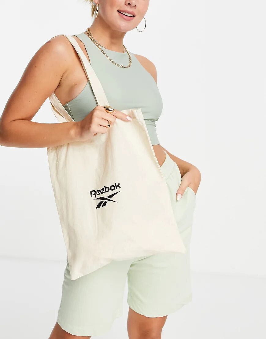 Reebok canvas tote bag in neutral-White  White