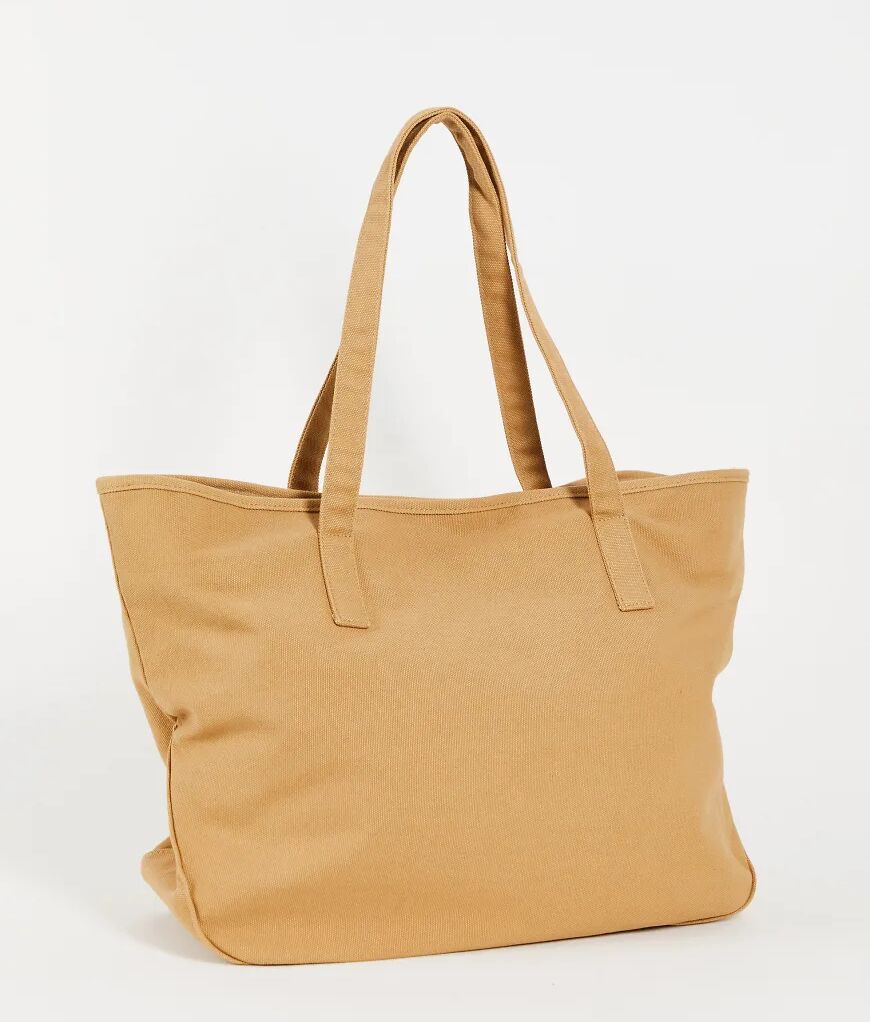 Rudie oversived tote bag with pockets in tan canvas-Brown  Brown