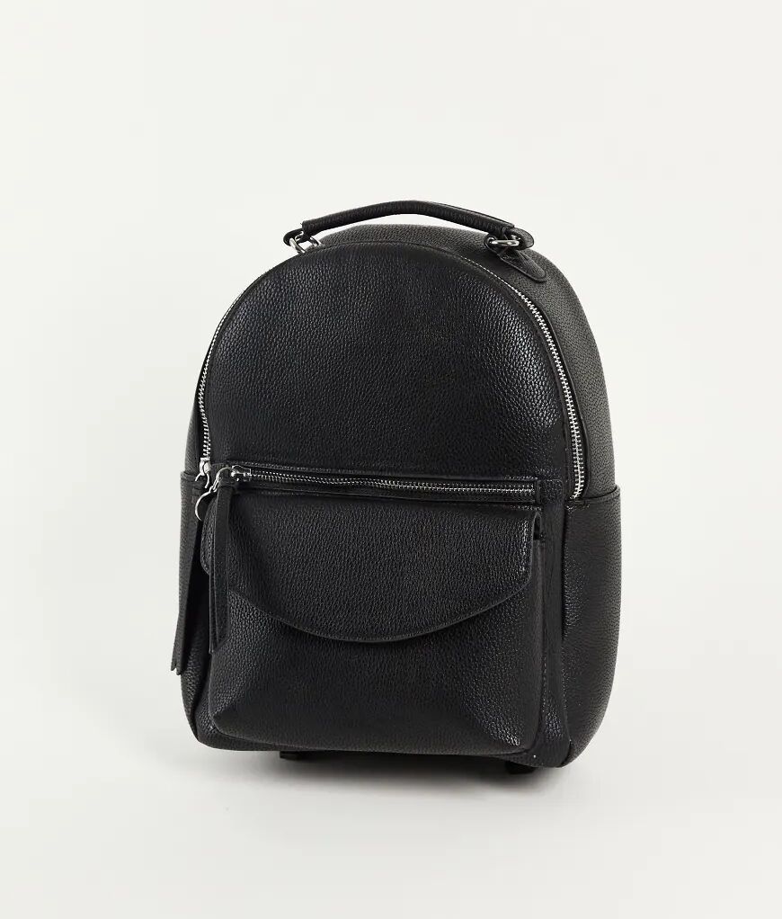 Stradivarius backpack with front pocket and top handle in black  Black