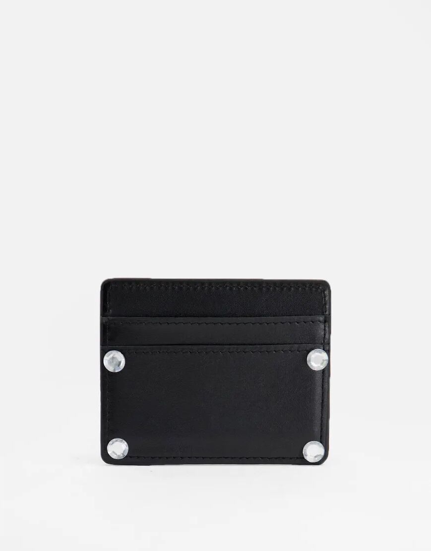 SVNX rhinestone studded card holder in black  Black