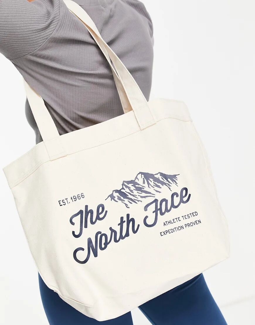 The North Face Cotton tote bag in cream-White  White