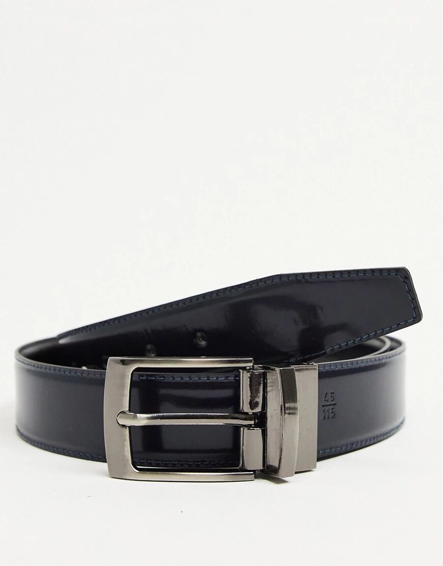 Valentino Bags Victor reversable pin buckle belt in black and navy  Black