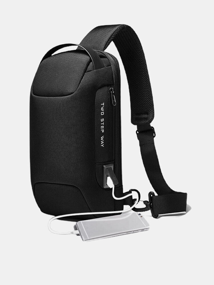 Newchic Men Oxford USB Charging Multi-Layers Waterproof Outdoor Crossbody Bag Chest Bag Sling Bag