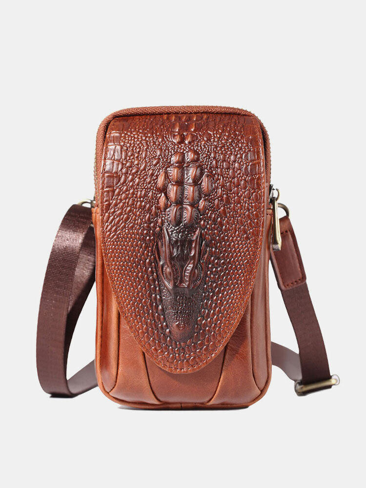 Newchic Women Crocodile Pattern Bum Bag Genuine Leather Phone Bag Belt Bag