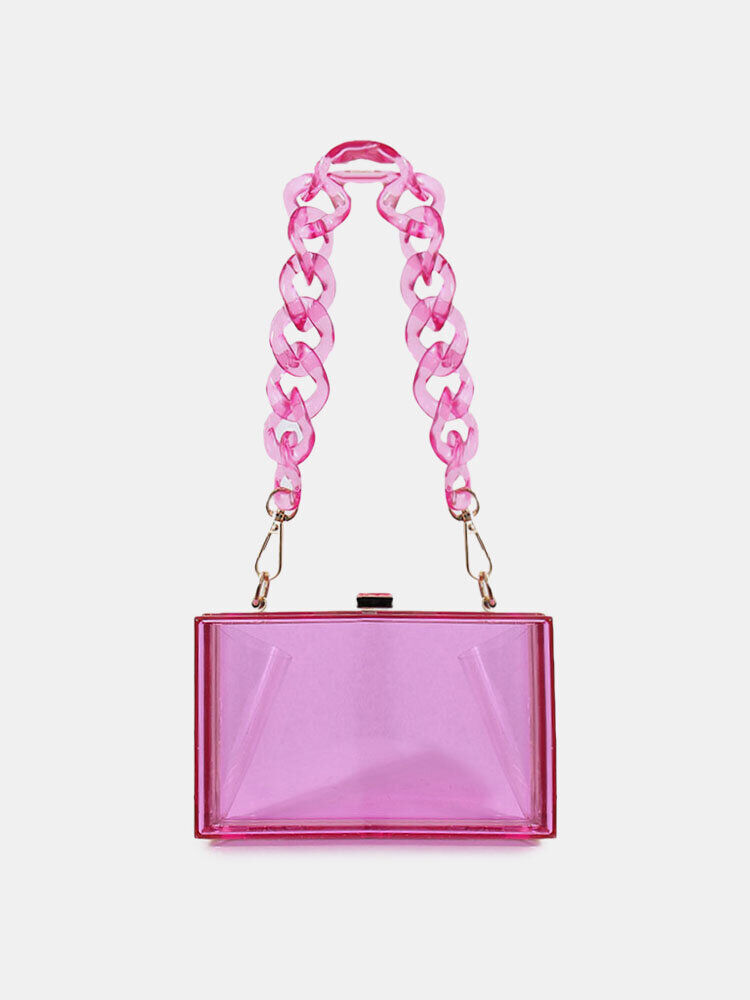Newchic Women Chains Acrylic Transparent Handbag Box Bag Handbag