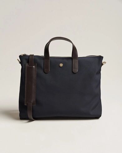 Mismo M/S Canvas Slim Briefcase Navy/Dark Brown