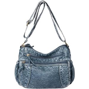 LAIBMFC (Blue) Leather Hobo Bag Women Retro Denim Bag Large Crossbody Shoulder Bag Casua