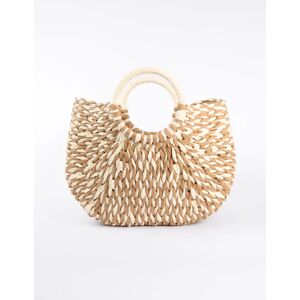 Blue Vanilla Circle Handle Woven Handbag - ONE / STONE -