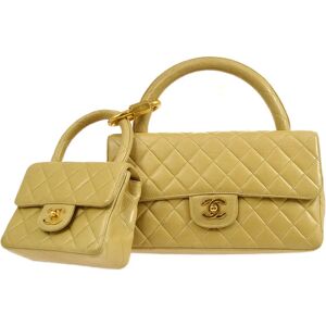 Chanel 1994 Classic Flap Handbag Set Beige Lambskin 94751