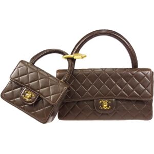 Chanel Classic Single Flap 2 in 1 Handbag Set Brown Lambskin 24809