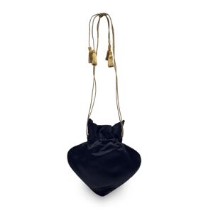 YSL YVES SAINT LAURENT Vintage Black Satin Spades Evening Drawstring Bag