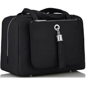 Sarah Haran Accessories Sarah Haran Jessica 2-in-1 Zipped Leather Travel Bag- Silver/ Black - Silver / Black - Female