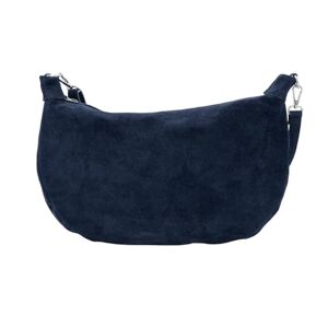 Lyallpur Suede Leather Classic Crescent Shaped Cross Body Hobo Bag Women Top Zip Medium Shoulder Handbag Purse (Navy)