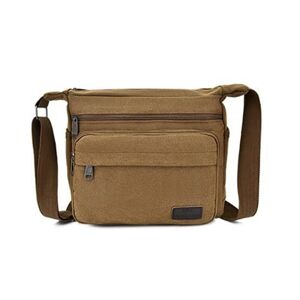 Chengzi Men'S Bag Canvas Business Bag Large Capacity Briefcase Multi-Pocket Design Men'S Shoulder Bag (Coffee)