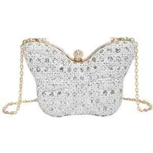 Xiahiopt Women Butterfly Shape Small Bag Cute Evening Bag Fashion Chain Crossbody Bag For Holiday, Silver