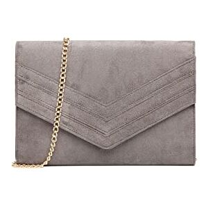 Miss Lulu Women's Clutches Evening Bag Handbags for Women Ladies Bags for Wedding Party Prom (Grey)