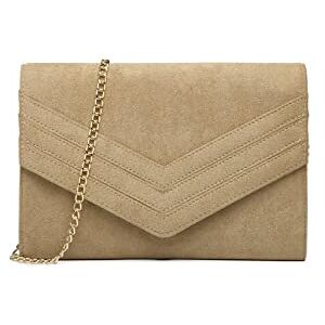 Miss Lulu Women's Clutches Evening Bag Handbags for Women Ladies Bags for Wedding Party Prom (Light Brown)