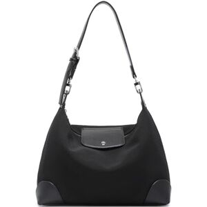 Miss Lulu Lightweight Hobo Bag Multifunctional Shoulder Bag With White Hardware And Removable Shoulder Strap (Black)