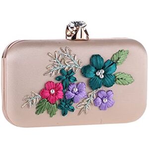 LZQPEARL Flower Printed Evening Bags Satin Small Day Clutch With Chain Shoulder Handbags Wedding Female Purse Handmade (Color : C, Size : Mini(Max Length(20cm))