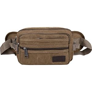 Shffuw Mens Nylon Briefcase Waist Bags Outdoor Sport Fanny Pack Hiking Travel Large Waist Pack Outdoor Sports Canvas Wearable Waist Bag Medium Messenger Bag Men (Brown, One Size)