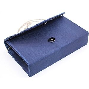 Creoqiji Wide Shoulder Strap For Bags Satin Party Large Clutch Women'S Evening Bag Envelope Diamante Bag Bags Holder, Blue, One Size