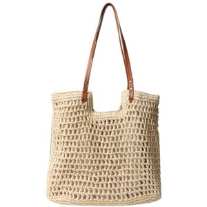 Plcpdm Women Straw Hobo Bag Fashion Beach Bag Large Capacity Handbag Purse Hollows Out Shoulder Bag Girls Weaving Vacation Bag