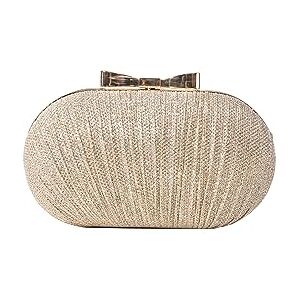 CORIOS Pleated Evening Bag for Women Sequin Clutch Bag Ladies Sparkly Handbag Bridal Wedding Purse Elegant Crossbody Bag with Chain Strap Glitter Shoulder Bag Champagne