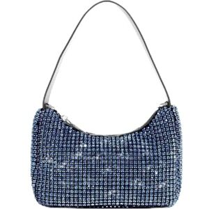 Ameeda Women Rhinestone Clutch Fashion Rhinestones Hobos Evening Bags Diamonds Women Handbag Crystal Shoulder Crossbody Bag Glitter Party Purse(Color:Blue)