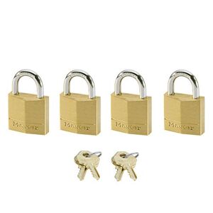 Master Lock Small Padlocks [Key] [Keyed Alike] [Family Pack of 4] 120EURQNOP - Best Used for Backpacks, Luggage, Computer Bags, Locker, Gym and More