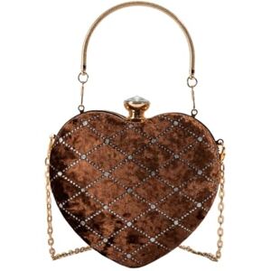 Shntig Elegant Heart Shaped Evening Bag With Chain Strap Stylish For Formal Functions