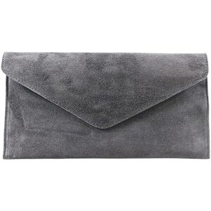 Generic Luxurious An Direfct Ladies Women Real Suede Leather Envelope Chain Clutch Party Prom Evening Bag (Dark Grey)