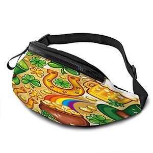 Bf635c4r80bd Clover Coins Leprechaun Hat Casual Waist Bag for Men Woman St.Patrick's Shamrock Leaf Gold Pot Beer Horseshoe Durable Fanny Pack Enjoy Sport Hiking Running Cycling Outdoor