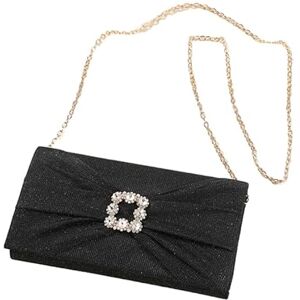 Thincan Women Pleated Evening Bag Bridal Clutch Party Prom Wedding Handbag Crossbody Shoulder Bags Detachable Chain Purse