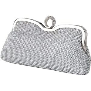 Vidfye Rhinestone Evening Bag For Women Silver Clutch Bag Evening Bag Handbag Purse Glitter Sparkly Rhinestone Purses Diamante Clutch Bag For Party Bridal Night Bag