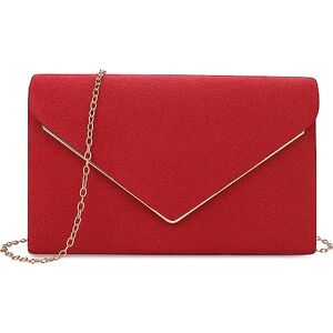 Bbjinronjy Evening Bags Clutch Purse For Women Handbags For Wedding Party Cocktail Prom Crossbody Shoulder Bag Faux Suede With Detachable Chain (Red)