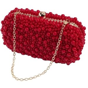 Jiqoe Wedding Chain Bag For Women Girl Formal Pearl Evening Bag Banquet Crossbody Bag Cocktail Handbag Clutch Bag Shoulder Bag