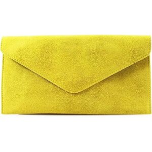 Generic Luxurious An Direfct Ladies Women Real Suede Leather Envelope Chain Clutch Party Prom Evening Bag (Yellow)