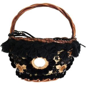 Dolce & Gabbana Womens Beige Straw Snakeskin Pom Pom Crystal Agnese Bag - Multicolour Crocodile - One Size