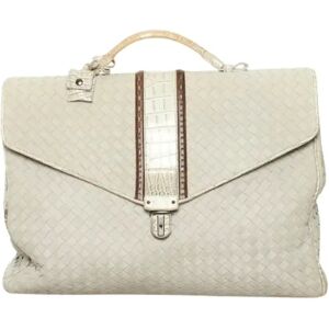 Bottega Veneta Vintage , Cream Leather Vintage Briefcase - Stylish and Practical ,White female, Sizes: ONE SIZE