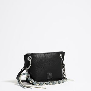 BIMBA Y LOLA Small black leather trapezium crossbody bag BLACK UN adult