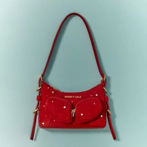 BIMBA Y LOLA Mini red leather Swarovski Pocket slouch bag RED UN adult