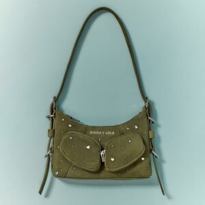 BIMBA Y LOLA Mini olive leather Swarovski Pocket slouch bag OLIVE UN adult