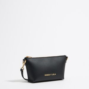 BIMBA Y LOLA Mini black leather trapezium bag BLACK UN adult