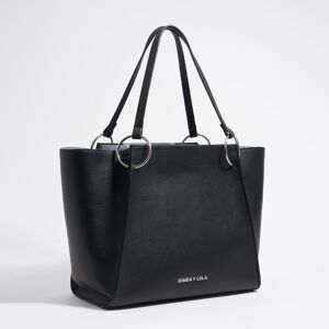 BIMBA Y LOLA Large black leather shopper bag BLACK UN adult