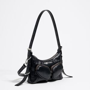 BIMBA Y LOLA Mini black leather Pocket slouch bag BLACK UN adult