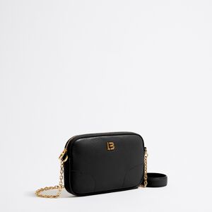 BIMBA Y LOLA Black leather mini crossbody bag BLACK UN adult