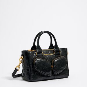 BIMBA Y LOLA Medium black leather Pocket tote bag BLACK UN adult